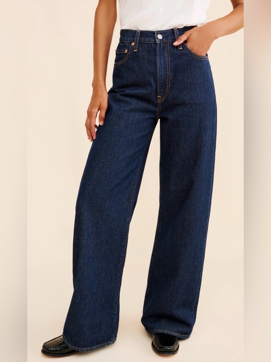 Levi's Denim - Levi’s Ribcage Wide Leg High-Rise Jeans in Dark Stone Blue, 30x32